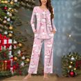 thumbnail image 1 of Puntoco Conjunto de pijama cómodo para mujer, conjunto de pijama informal con cuello en V y pantalones largos con estampado navideño para mujer, 1 of 5