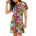 thumbnail image 2 of Balery Colorful Bulldog Camisón de manga corta con cuello redondo para mujer, cómodo y elegante., 2 of 6