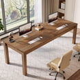 thumbnail image 3 of Finmind Solid Wood Extra Long Desk 2-Person Desk, 78.7 Inches Farmhouse Work Writing Study Workstation Double Computer Table, 3 of 6
