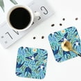 thumbnail image 4 of Pofeuu Flying Swallows Print Coasters for Drinks, 4Pack PU Leather Coasters, Bar Drink Coasters for Tabletop Protection, Furniture from Damage-Square, 4 of 6