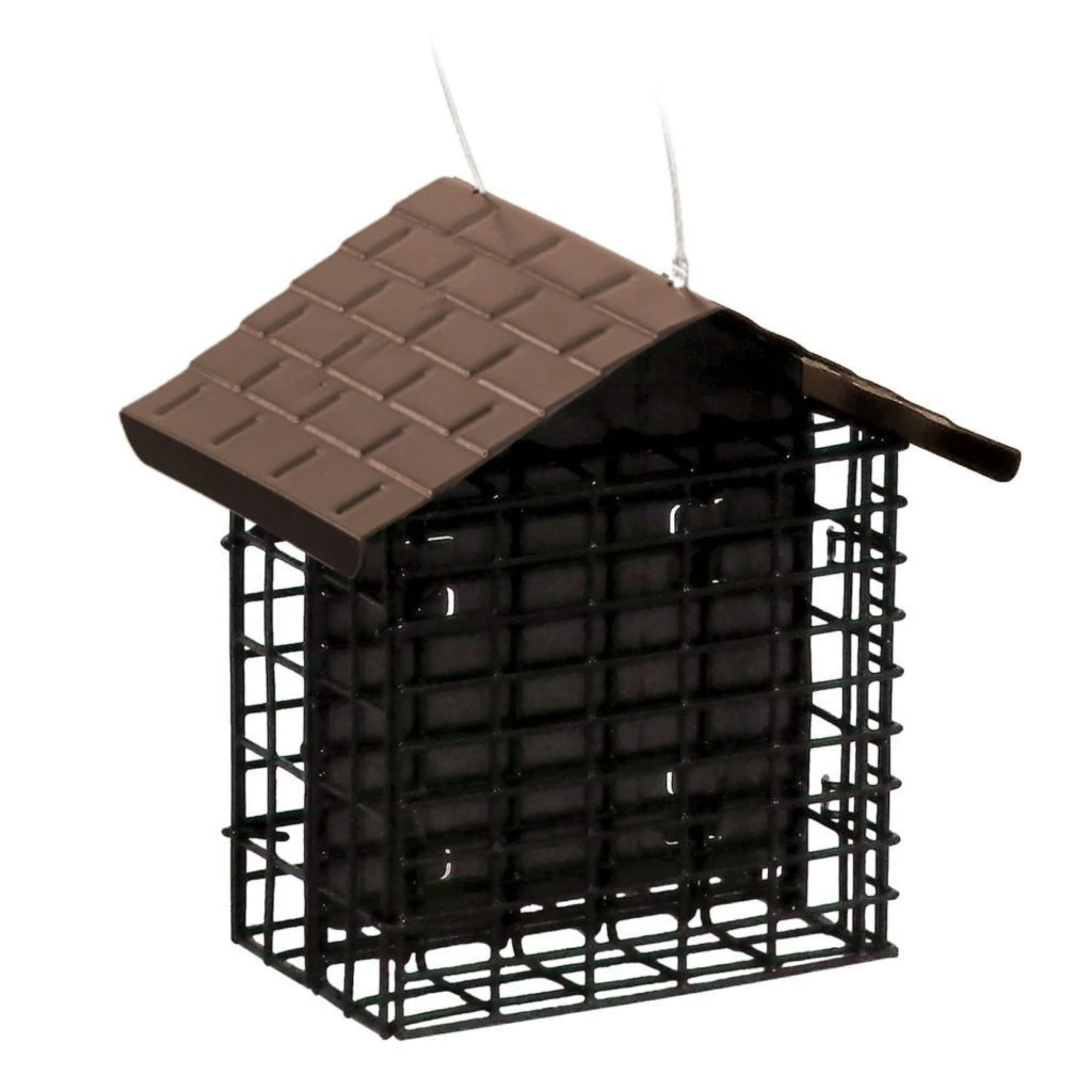More Birds Double Suet Cage Bird Feeder with Metal Roof, Fruit and Suet