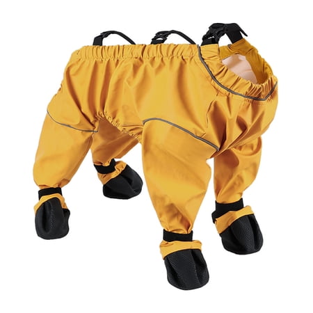 PrimeGo Waterproof Dog Boots with Suspender 4-Legged Dog Rain Shoes Anti-Slip Pet Paw Protector for Small Medium Dogs