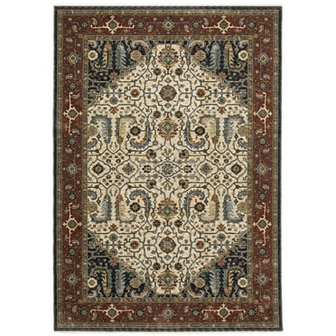Oriental Weavers Aberdeen Area Rug - 752W1 - 3'3" x 5' - in Ivory/ Red - Vintage Inspired, Stain Resistant, Family and Pet Friendly , Entrway, Bedroom Rug