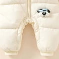 thumbnail image 7 of JFOPQVSM Baby Winter Snowsuit Bear Ear Hooded Padded Romper Fleece Lined Color Block Zipper Jumpsuit Infant Cold Weather Outfit, 7 of 7