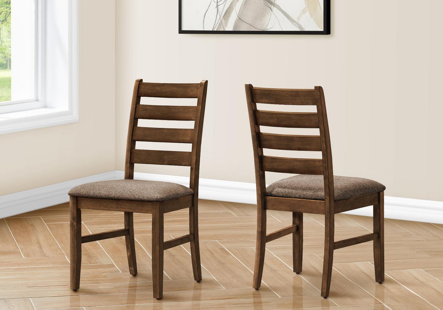Monarch Specialties Dining Chair, 38" Height, Dining Room, Kitchen, Set Of 2, Side, Upholstered, Antique White, Beige Linen Look, Transitional
