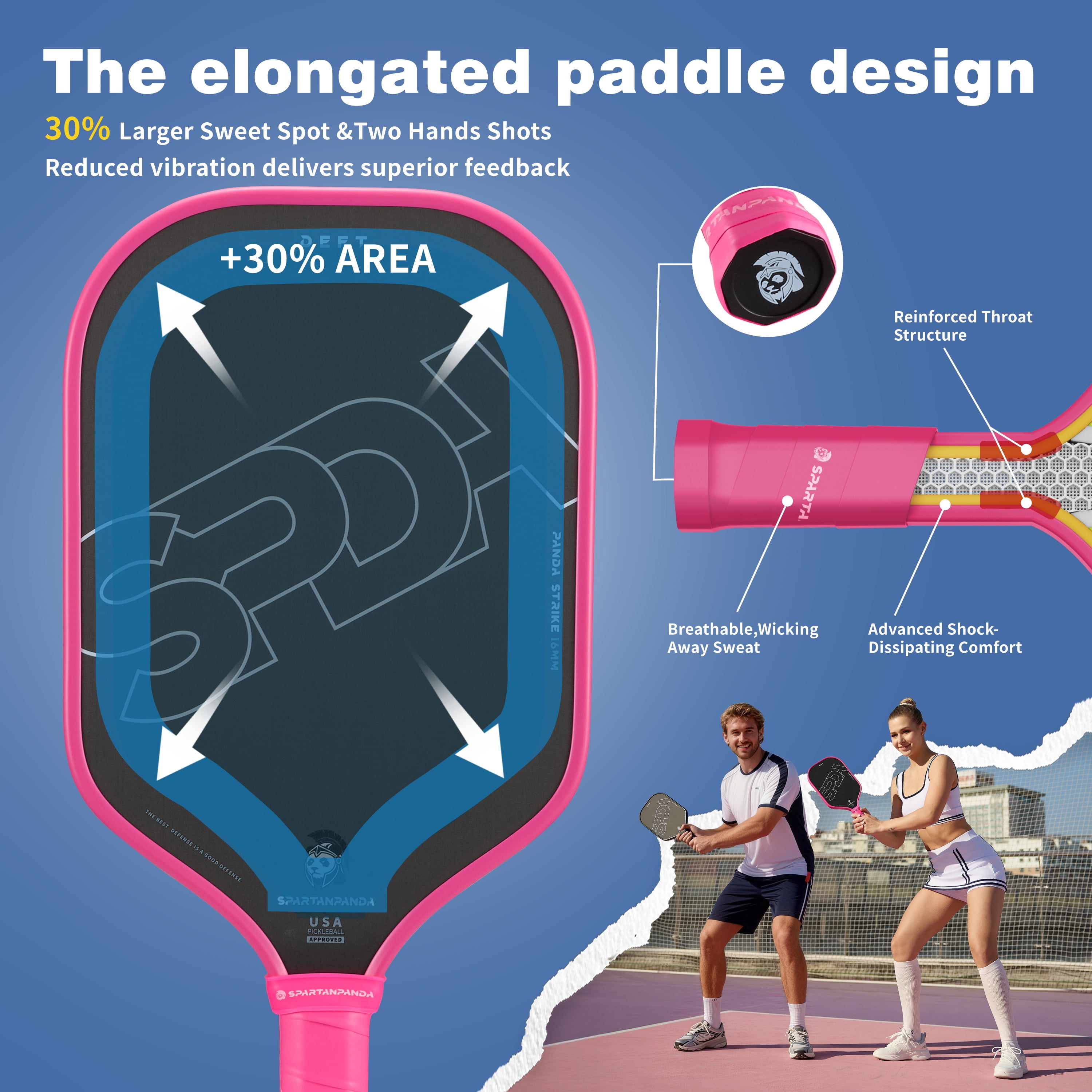 Professional Pickleball Paddle , T700 Carbon Fiber, 16mm Elongated Lightweight Edge Pickle-Ball Racket for Pro Control Players