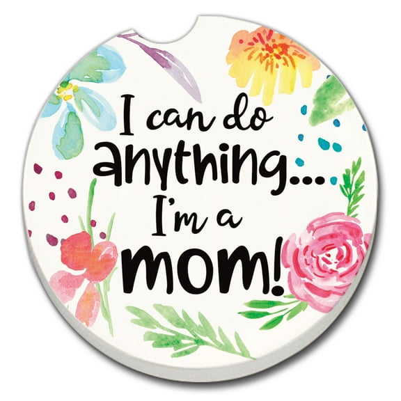Absorbent Stoneware Car Coaster, I'm A Mom, Set of 2