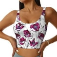 thumbnail image 3 of Goofa Tulips Flowers Printed Sports Bras for Women, High Impact Running Bra Workout Crop Tank Tops Longline Sports Bra Push up-X-Large, 3 of 9