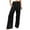 Black, variant on Inleife Woman Solid Color Pockets Elastic Waist High Waist Long Pants Coffee XXL