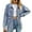 Blue, variant on Women's Soft Jean Jacket Denim Long Sleeve Western Classic Fall Pocket Ladies 80s Drop Shoulder Oversized Spring Coat Blue Small