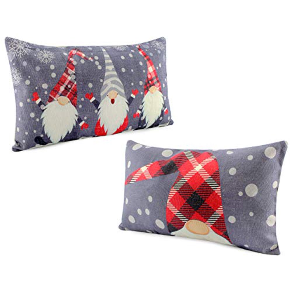 Decorae Gnome Pillow Covers (Set Of 2, 12 X 20 Inch); Winter/Christmas