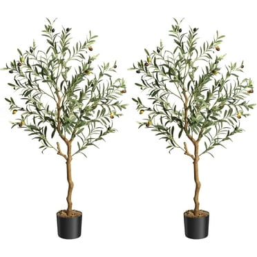 51 Inch Artificial Olive Tree - Realistic Faux Plant for Home and Office Decor, 2-Pack