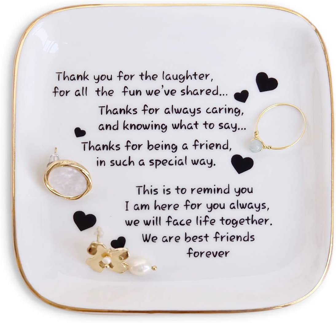 Trinket Dishes for Jewelry Friend Bff Birthday Christmas Gift Jewelry Tray for Rings Necklaces Bracelets Earrings a Friend is One of the Nicest Things 