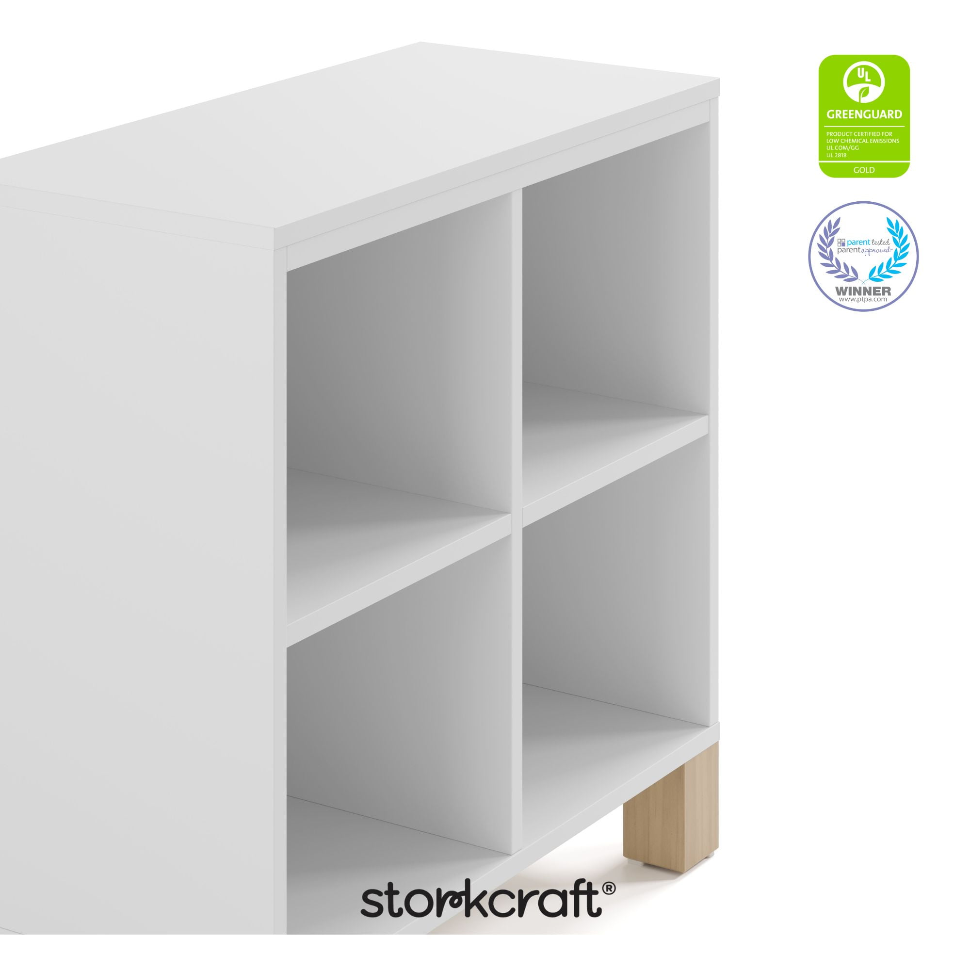 Storkcraft California Cube Organizer Children's Bookcase, White with Driftwood