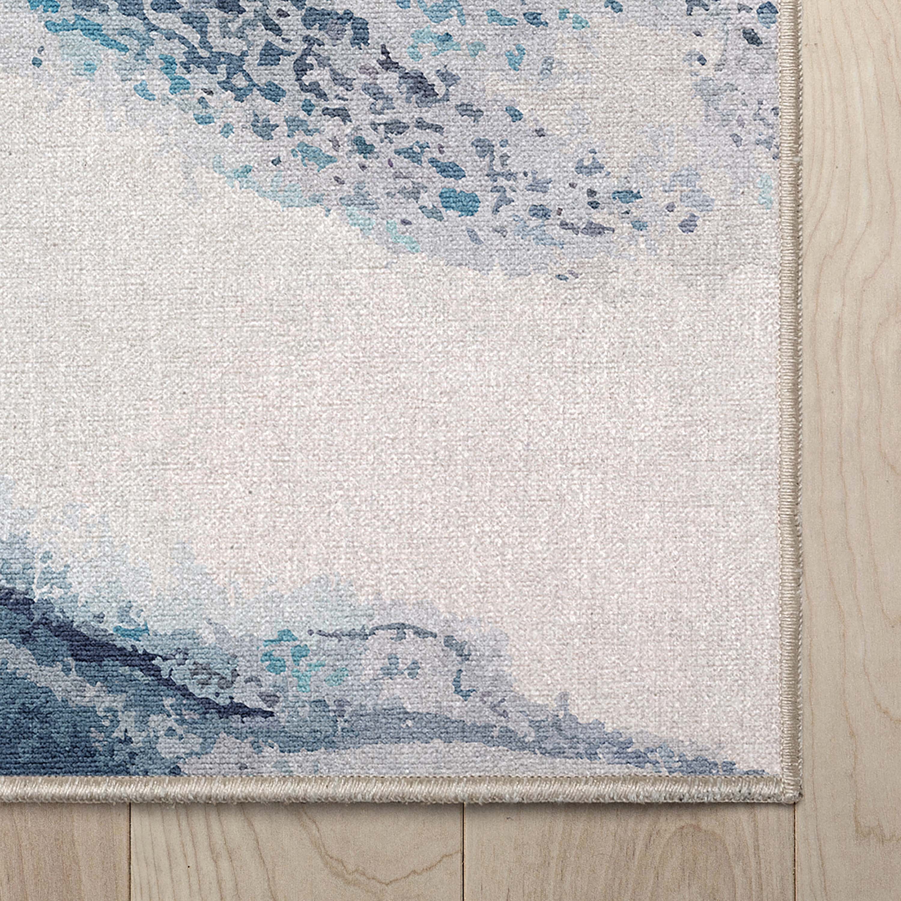 Well Woven Abstract Tokyo Modern Retro Marble Flat-Weave Blue 9'10" x 13' Area Rug