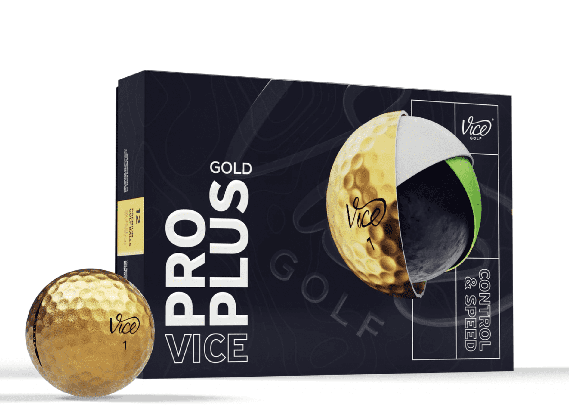 (2 pack) Vice Pro Plus Golf Balls, Gold 12pk