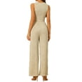 thumbnail image 3 of Unique Bargains Ensemble 2 Pcs pour Femmes Haut Court Sans Manches Pantalon Large Texturé Khaki m, 3 of 5