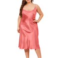 thumbnail image 2 of Women's Plus Size Satin Sleep Dress Nightgown Adjustable Spaghetti Strap Nightdress Nightwear Silk Nightgowns 12-Watermelon Red XL, 2 of 3