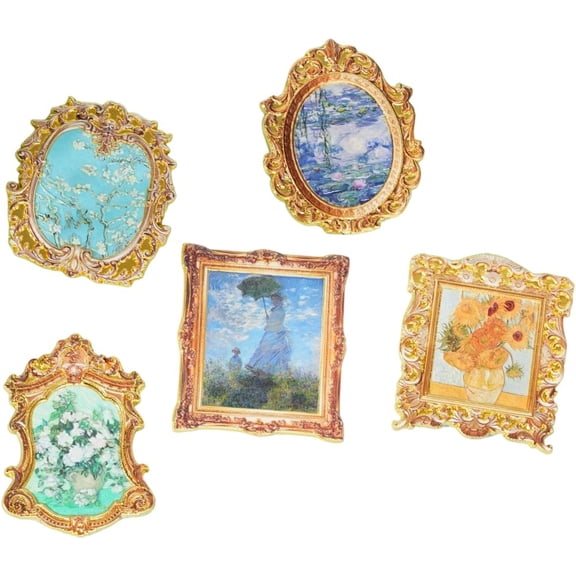 5Pcs Vintage Oil Painting Fridge Magnet Set Light Shadow Gallery Series Fridge Magnets Artistic Metal Decor for Home Kitchen Refrigerator Office