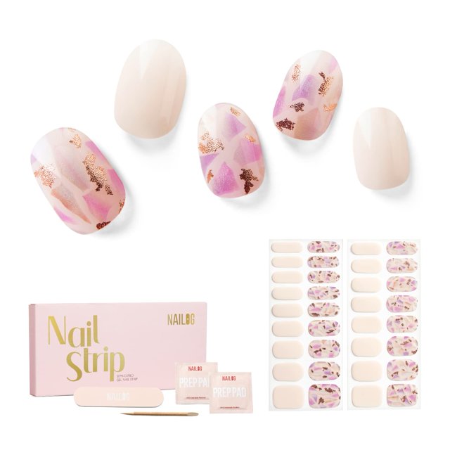 Nailog Tiras de Uñas de Gel Semi Curadas 34 piezas | Envolturas adhesivas para esmalte de uñas de larga duración con acabado de gel brillante | Rocío de la mañana