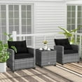 thumbnail image 4 of Costway Patio 3-Piece Rattan Bistro Set with Cushioned Sofas, Side Table, and Armrests, Black, 4 of 10
