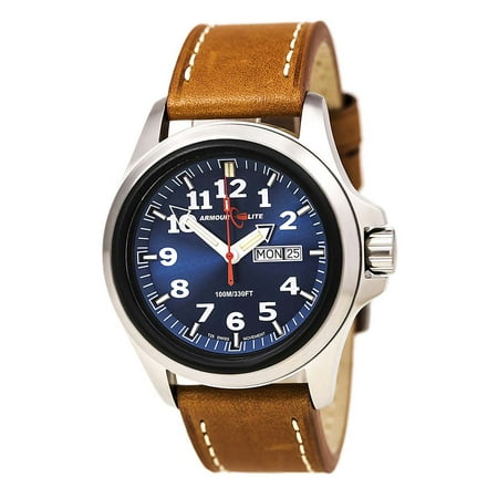 Armourlite AL823 Men's Officer White Accented Blue Dial Brown Leather Strap Watch