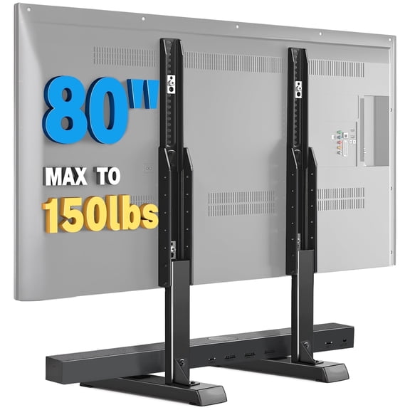 RTVR 24 to 80 inch Table Top TV Stand Universal Base, TV Mount Legs for Flat Screens, Adjustable Black