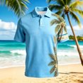 thumbnail image 4 of Mens Shirts Short Sleeve Button Down Beach Clothes for Men,Blue,2XL, 4 of 5