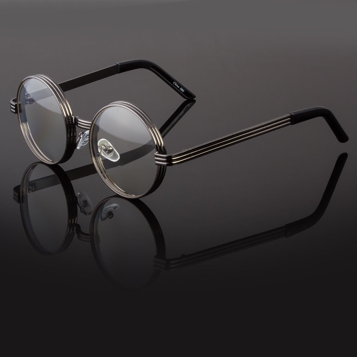 Unisex Half Rim Round Metal Frame Retro Clear Lens Glass Vintage Geek Glasses