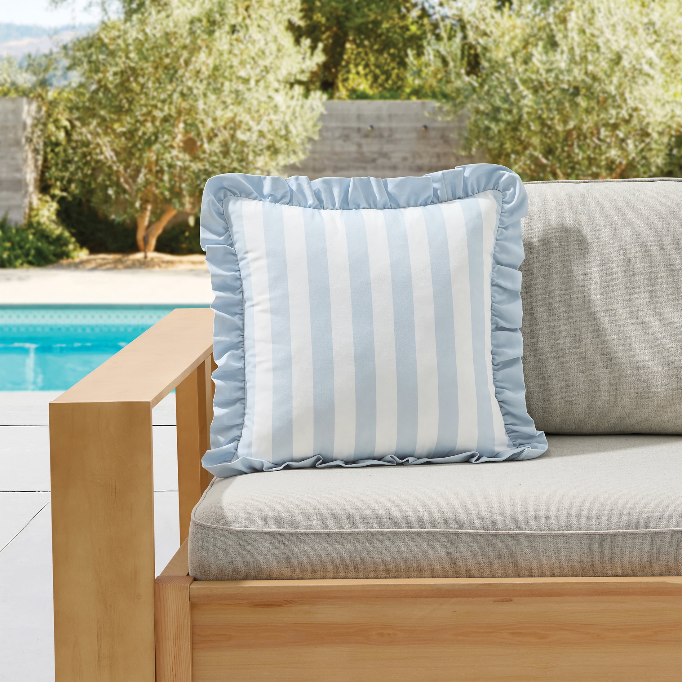 My Texas House Blue Cabana 18" x 18" Outdoor Pillow