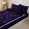 thumbnail image 3 of Homewish Classic Damask Skull Zipper Twin Comforter Sets with Fitted Sheet and 2 Pillowcases for Kids, Violet Vintage Gothic Floral Zipper Bedding Set, Black Reversible, 4 Pieces, 3 of 6