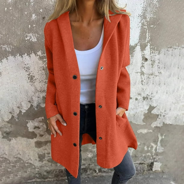 Sudadera con capucha de manga larga para mujer, informal, para otoño e invierno, con capucha, holgada, de manga larga, color liso, para salir