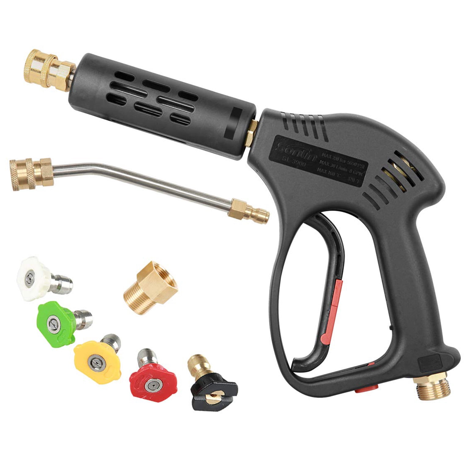 M Mingle Short High Pressure Washer Gun, Replacement for Hot and Cold Water, M22 Fitting PW37