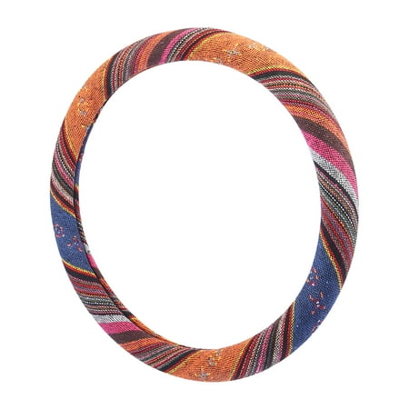 Unique Bargains 16" Ethnic Style Linen Car Steering Wheel Cover Wear Resistant Multicolor Printing Pattern