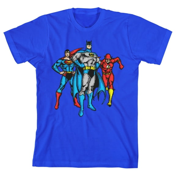 The Justice League Classic Superheroes Youth Royal Blue Graphic Tee-XS
