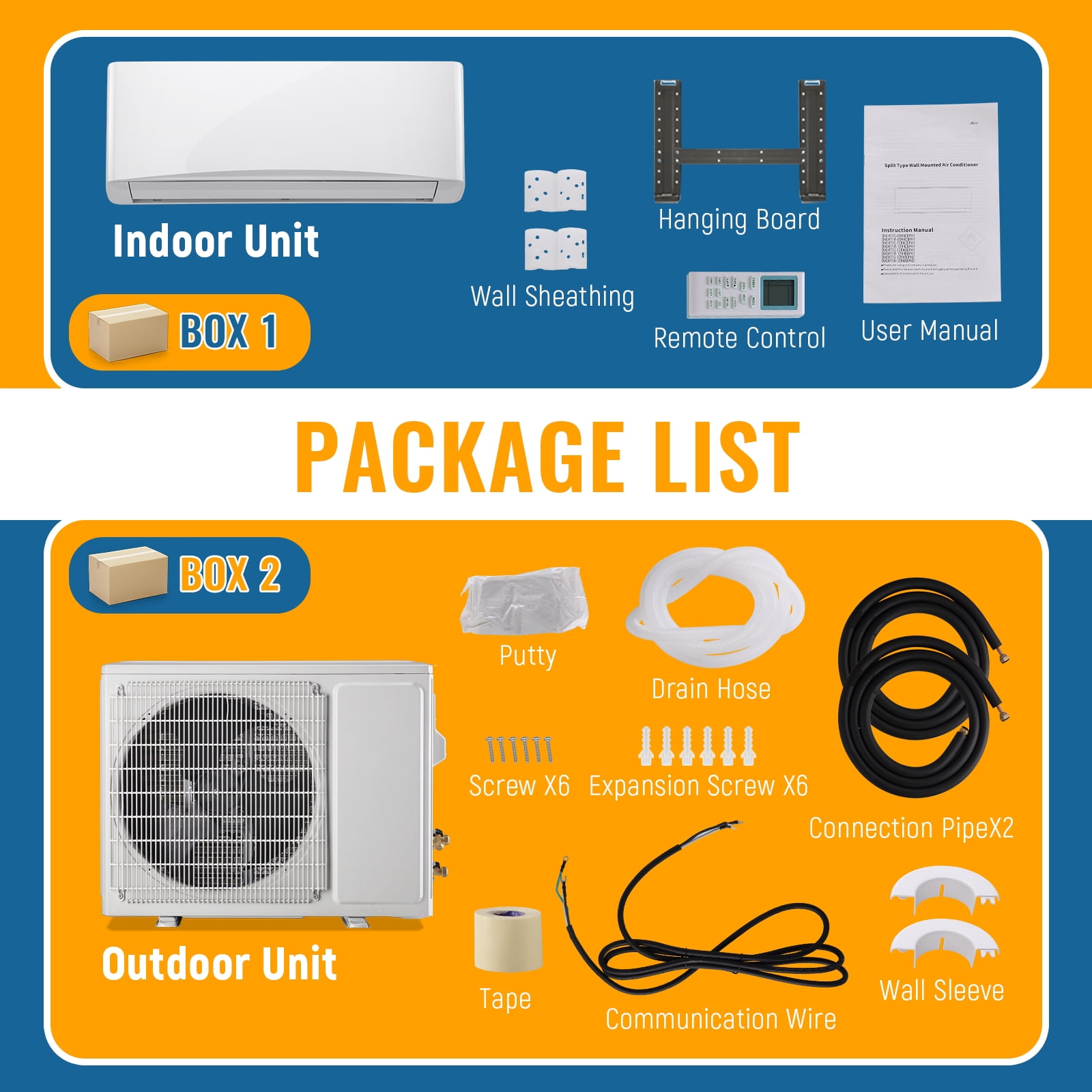 12000 BTU Mini Split Air Conditioner& Heater, Inverter Split AC 17 SEER2 Energy Saving 115V Cools Rooms up to 750 Sq.Ft Remote Control Included