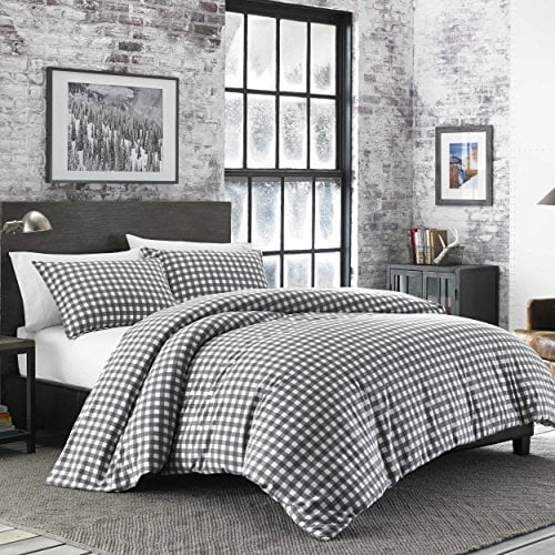 Eddie Bauer 223754 Preston Duvet Cover Set, King, Dark Grey