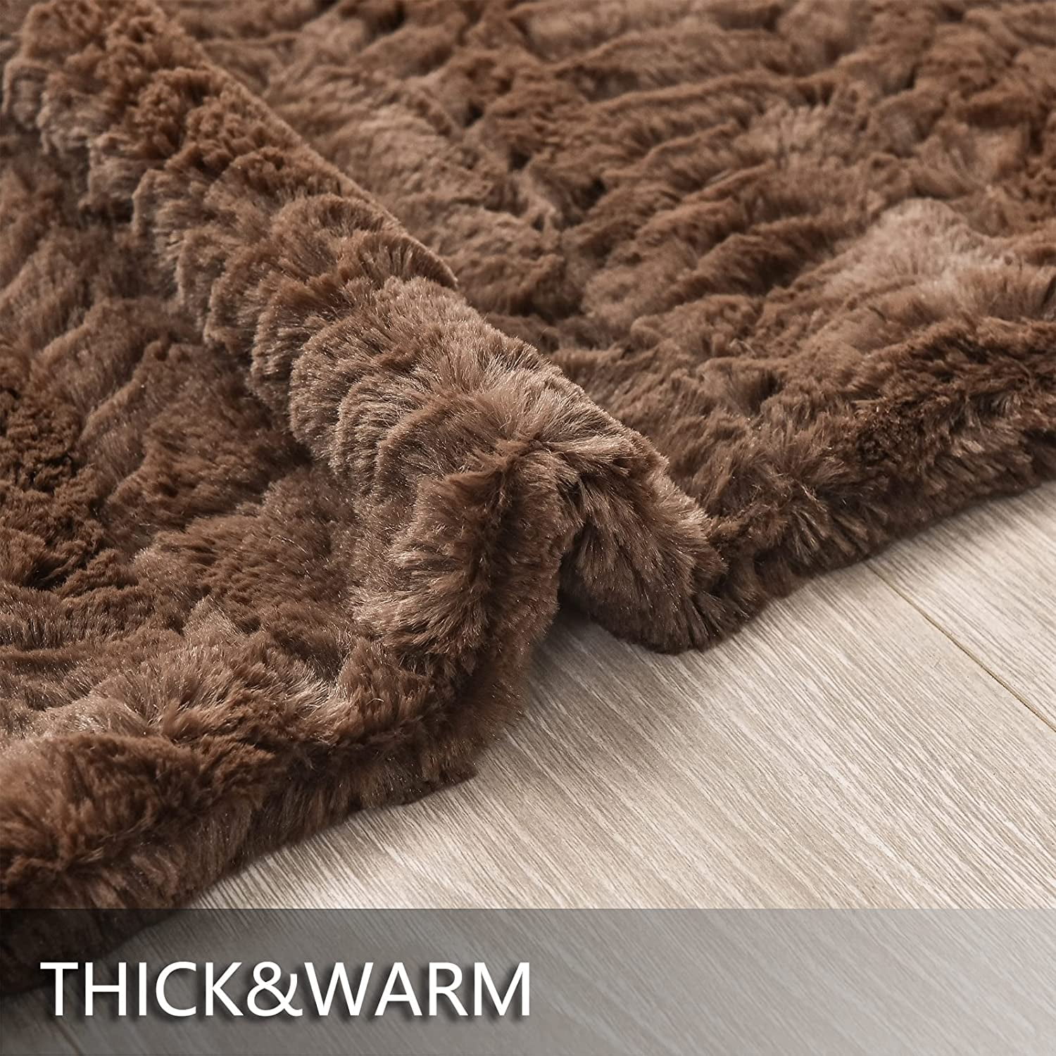 Yusoki Brown Queen Thick Faux Fur Winter Blanket,2 Layers,90