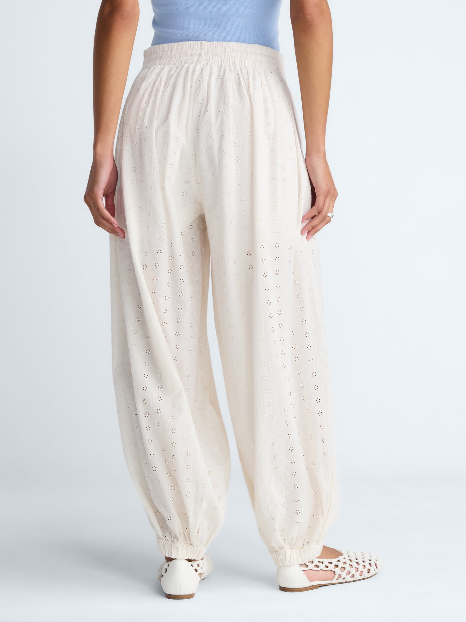 Scoop Women’s and Women's Plus Eyelet Harem Cotton Pants, Sizes XS-4X