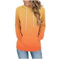 thumbnail image 2 of Women's Fashion Gradient Color Hoodies Long Sleeve Lightweight Pullover Drawstring Hood Tops with Kangaroo Pocket (M, Orange), 2 of 6