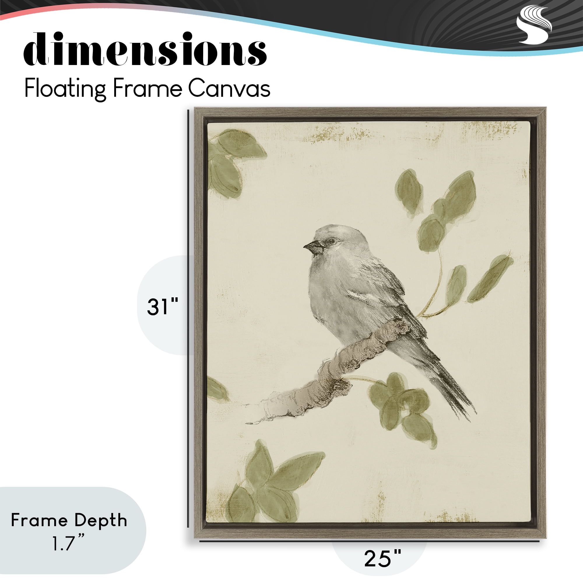 Stupell Industries Bird Scene on Neutral Brown Framed Floater Canvas Wall Art, design by Lanie Loreth