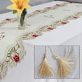 thumbnail image 3 of Beisidaer Table Runner Embroidered Floral Lace Fabric Translucent Gauze Table Cloth, 3 of 8