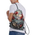 thumbnail image 3 of Drawstring Backpack - Stained Glass Red Flower Splash Proof Small Drawstring Gym Bag for Women Men, Cinch Sports String Bag Backpack for Travel Swimming Beach, 3 of 8