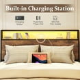 thumbnail image 2 of Fluest Queen Bed Frame with 2-Tier Storage Headboard, Metal Bed Frame with Storage Drawers & Built-in Charging Station & LED, Noise-Free, No Box Spring Needed, Easy Assembly, Retro Brown, 2 of 7