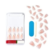 KISS Classy French Tip Press On Nails, Silk Dress, White, Medium Coffin, 28 Count