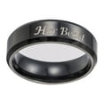 thumbnail image 6 of Jiyike 12# Her King His Queen Titanium Stainless Steel Couples Finger Ring His and Hers Couple Wedding Promise Rings (Black), 6 of 10