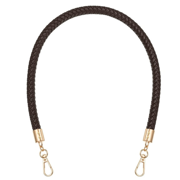 Uxcell Braided Purse Straps 62cm / 24" PU Leather Handles Replacement with Golden Buckle, Dark Brown
