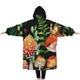 thumbnail image 2 of Oversized Wearable Blanket Hoodie,Red Mushroom Snail Black Pattern Sherpa Blanket Hoodie with Super Pockets,Super Warm Fuzzy Pullover for Women & Men, 2 of 6