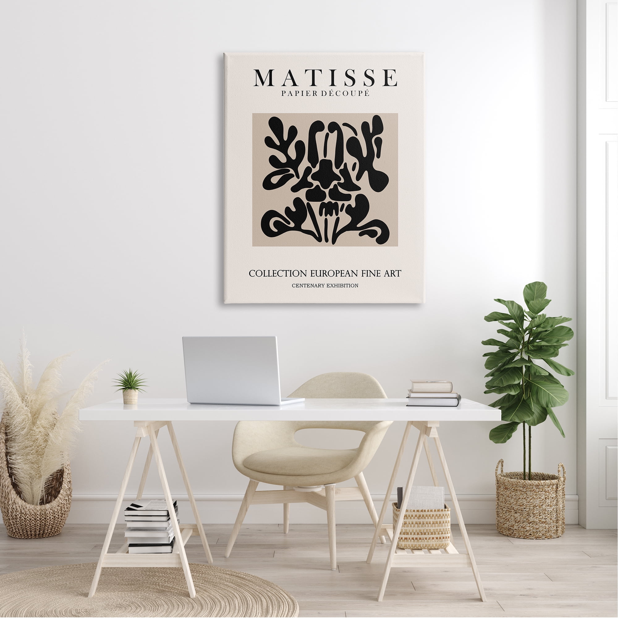 Stupell Industries Abstract Contemporary Black Floral Design Matisse Typography Canvas Wall Art, 36 x 48, Design by Ros Ruseva