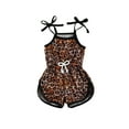 thumbnail image 1 of EYIIYE Combinaison Bambin Fille Sans Manches Imprimé Léopard Taille Élastique Romper, 1 of 6